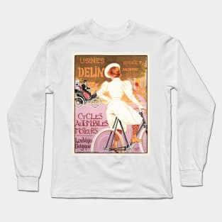 USINESS DELIN Cycles Bicycle Belgium Vintage Art Nouveau Advertising Long Sleeve T-Shirt